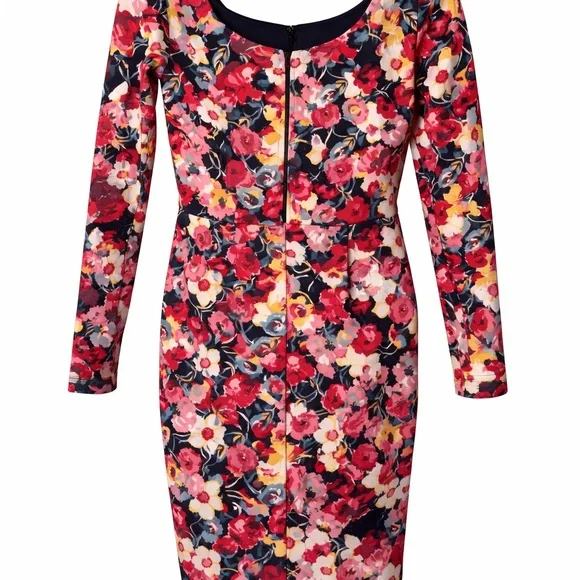 Betsey Johnson Floral Bodycon Midi Dress Long Sleeve Size 2 – Worn Once - Picture 3 of 5